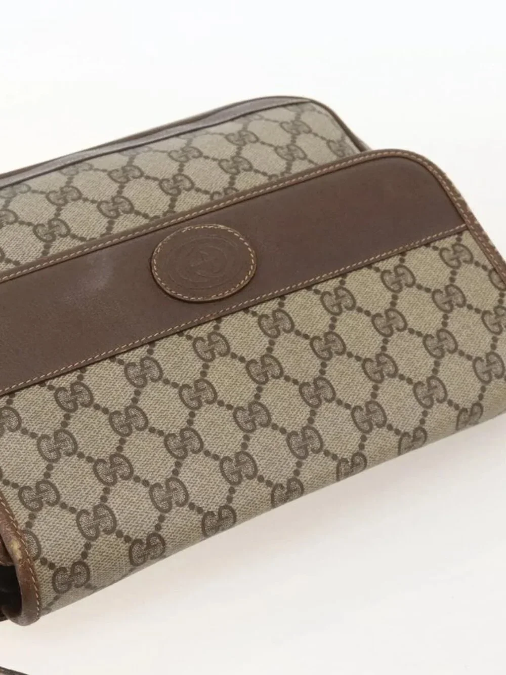 GUCCI GG Supreme Shoulder Bag PVC Beige Gold 001 116 0925 Auth 175362